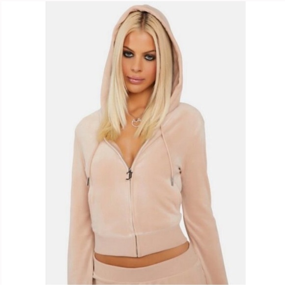 Juicy Couture Tops - ❤️JUICY COUTURE SIGNATURE Y2K BEDAZZLED OB BLING VELOUR ZIP-UP HOODIE NWT